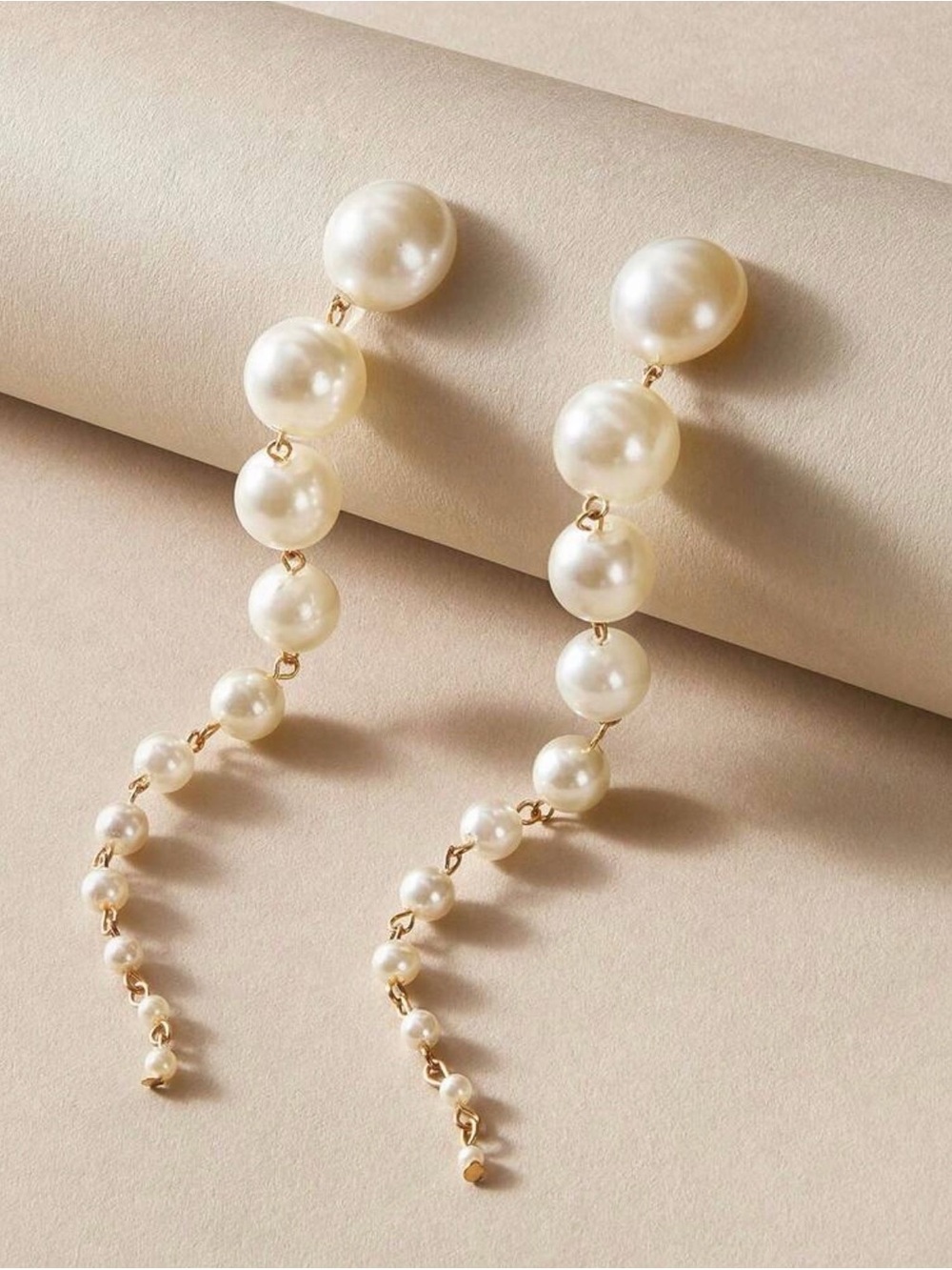 Gold-Tone Ivory Pearl Drop Earrings